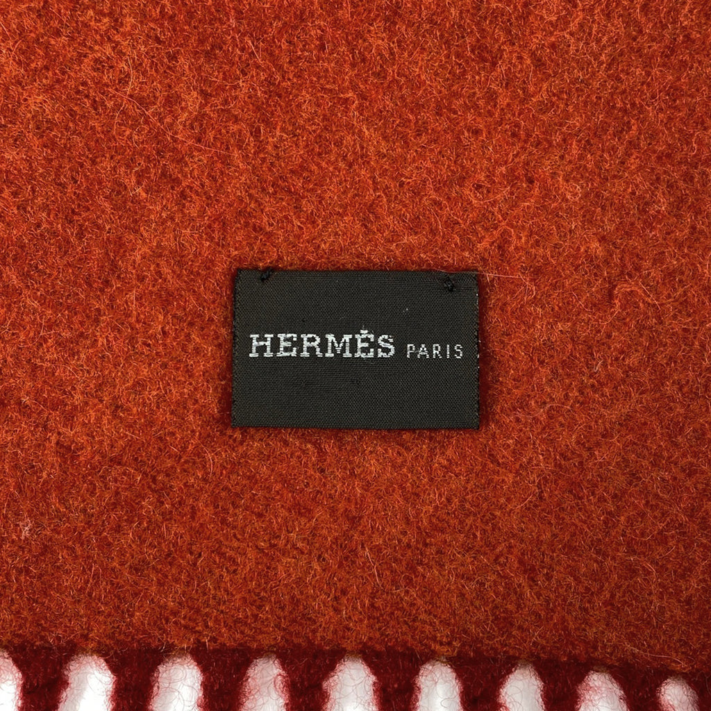 エルメス ロゴ マフラー フリンジ マフラー カシミヤ レッド レディース 【中古】brbag