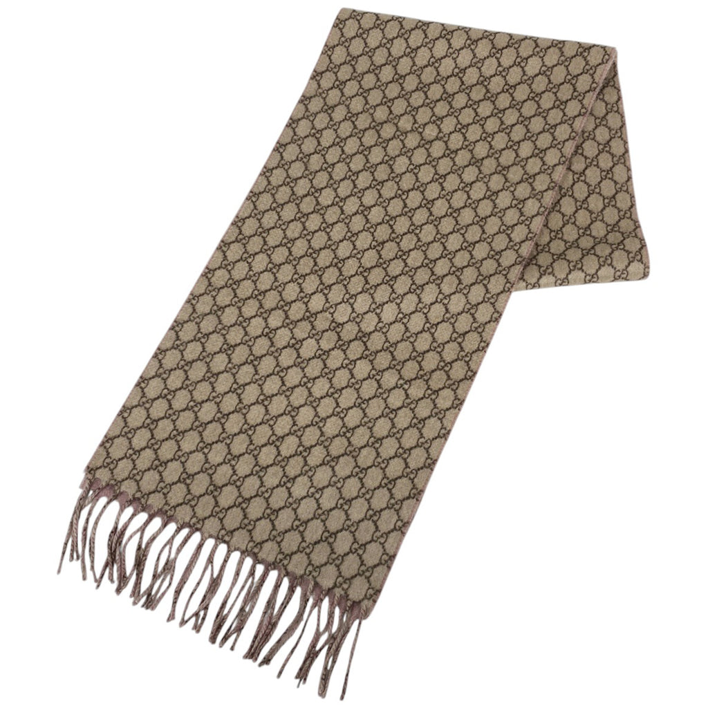 グッチ GG柄 マフラー フランジ マフラー カシミヤ ベージュ ピンク レディース 【中古】brbag