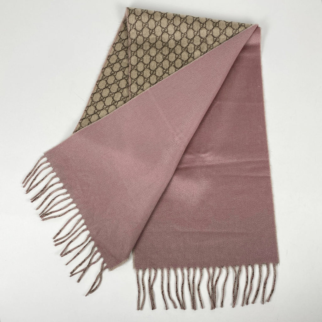 グッチ GG柄 マフラー フランジ マフラー カシミヤ ベージュ ピンク レディース 【中古】brbag