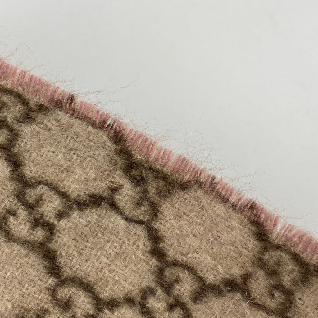 グッチ GG柄 マフラー フランジ マフラー カシミヤ ベージュ ピンク レディース 【中古】brbag