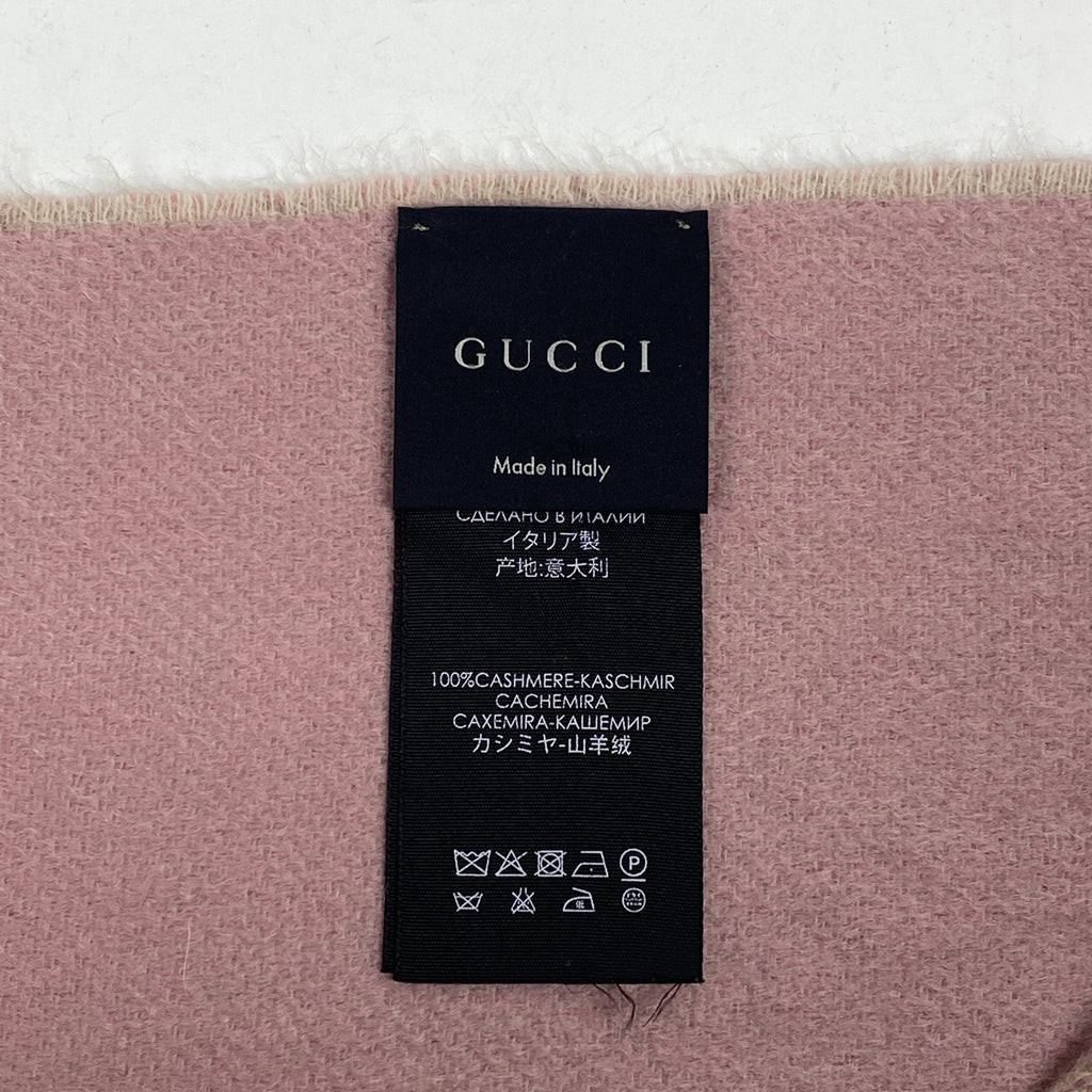 グッチ GG柄 マフラー フランジ マフラー カシミヤ ベージュ ピンク レディース 【中古】brbag