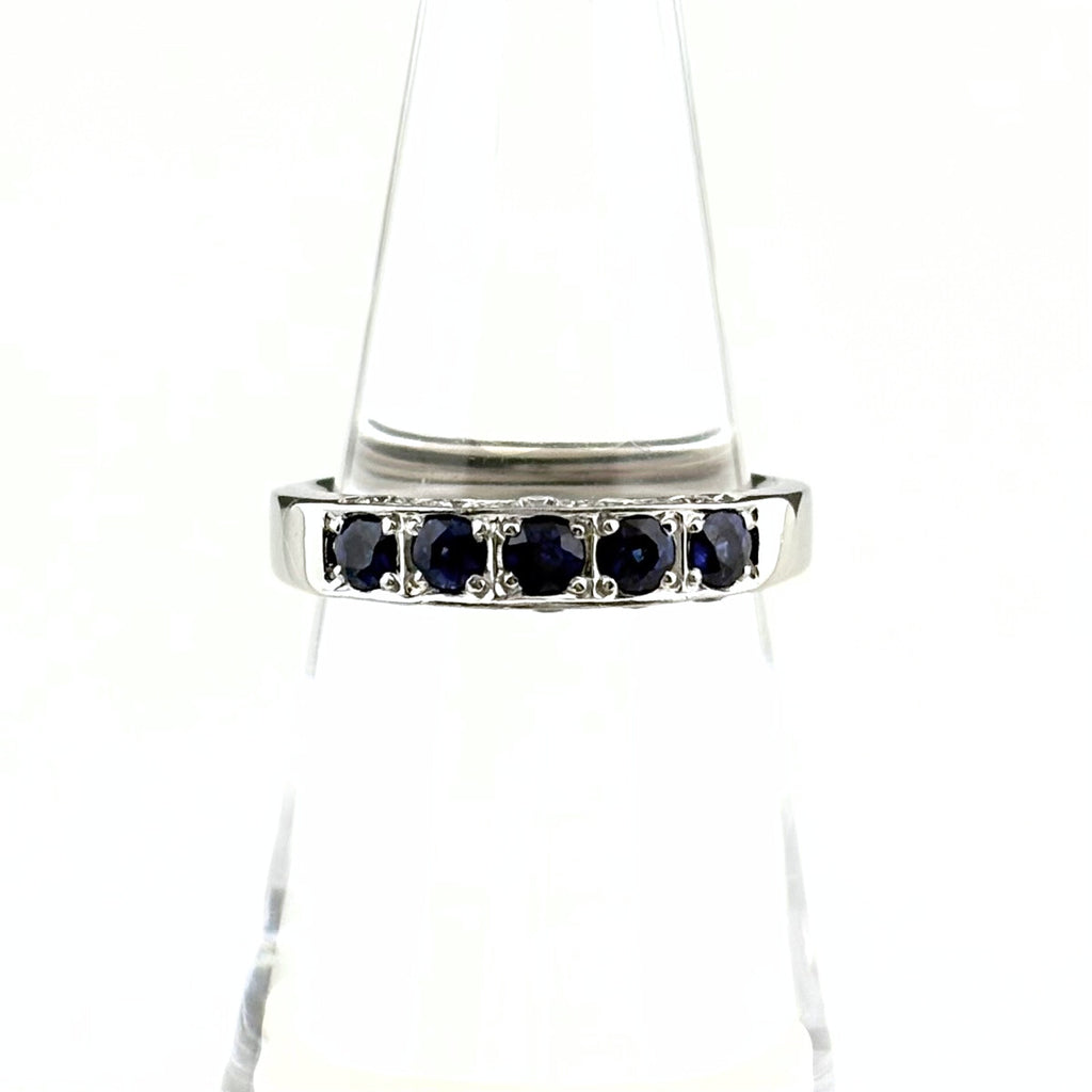 サファイア デザインリング プラチナ 指輪 メレダイヤ リング 11号 Pt900 サファイア ダイヤモンド レディース 【中古】nbjwl