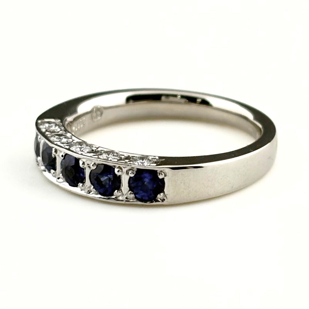 サファイア デザインリング プラチナ 指輪 メレダイヤ リング 11号 Pt900 サファイア ダイヤモンド レディース 【中古】nbjwl