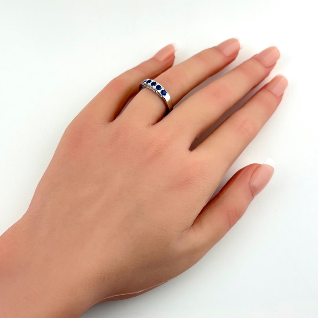 サファイア デザインリング プラチナ 指輪 メレダイヤ リング 11号 Pt900 サファイア ダイヤモンド レディース 【中古】nbjwl