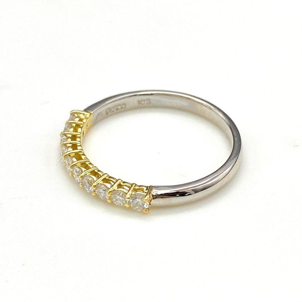 メレダイヤ デザインリング プラチナ YG イエローゴールド 指輪 リング 11.5号 Pt900 K18 ダイヤモンド レディース 【中古】nbjwl