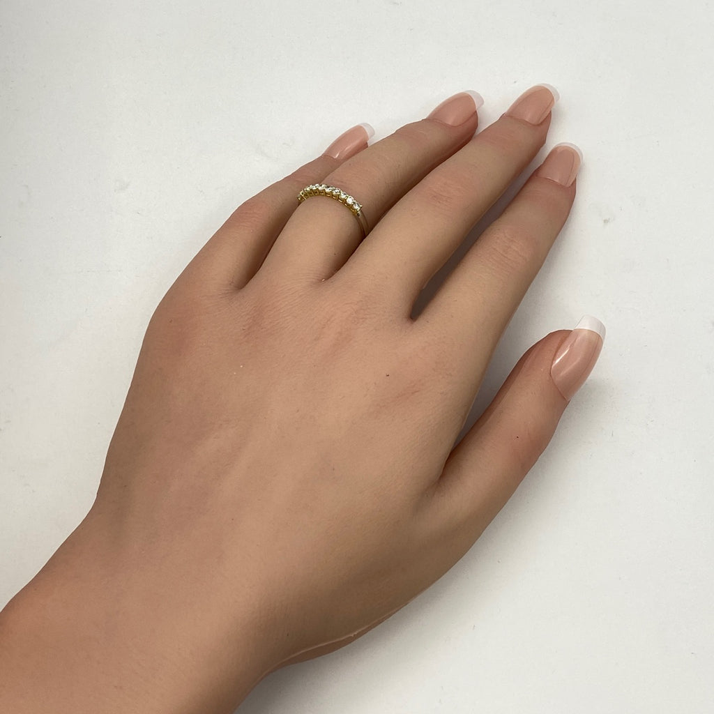 メレダイヤ デザインリング プラチナ YG イエローゴールド 指輪 リング 11.5号 Pt900 K18 ダイヤモンド レディース 【中古】nbjwl