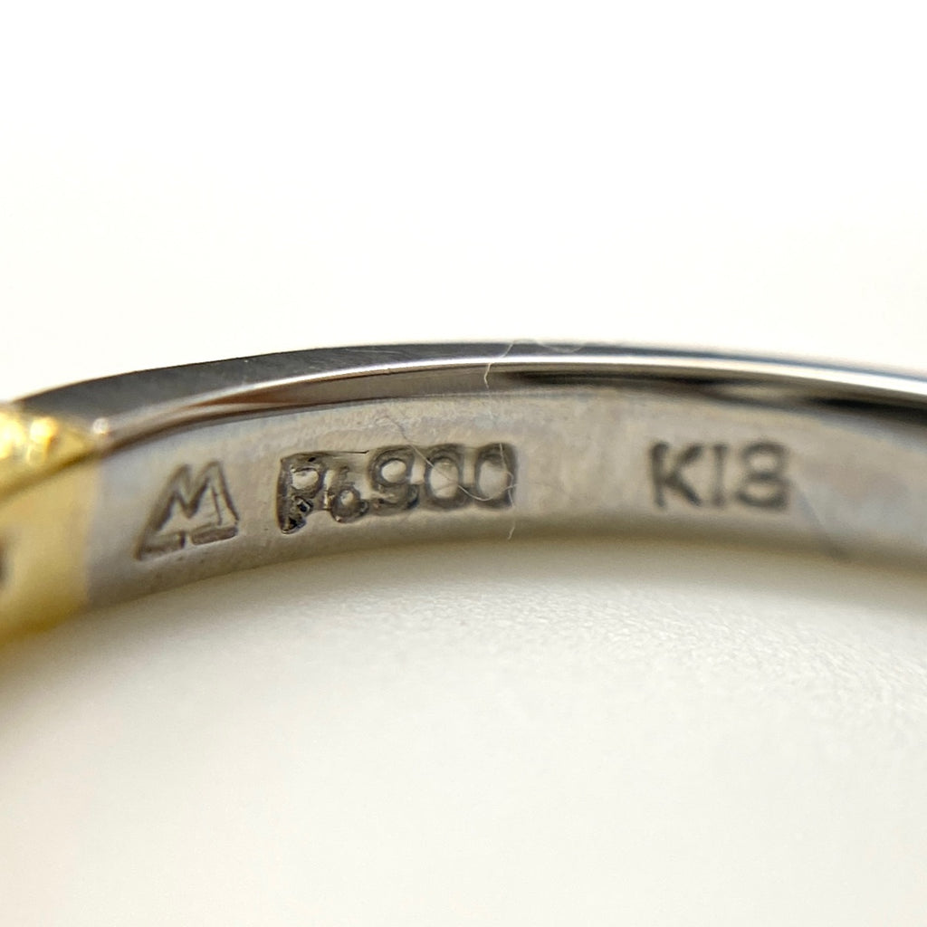 メレダイヤ デザインリング プラチナ YG イエローゴールド 指輪 リング 11.5号 Pt900 K18 ダイヤモンド レディース 【中古】nbjwl