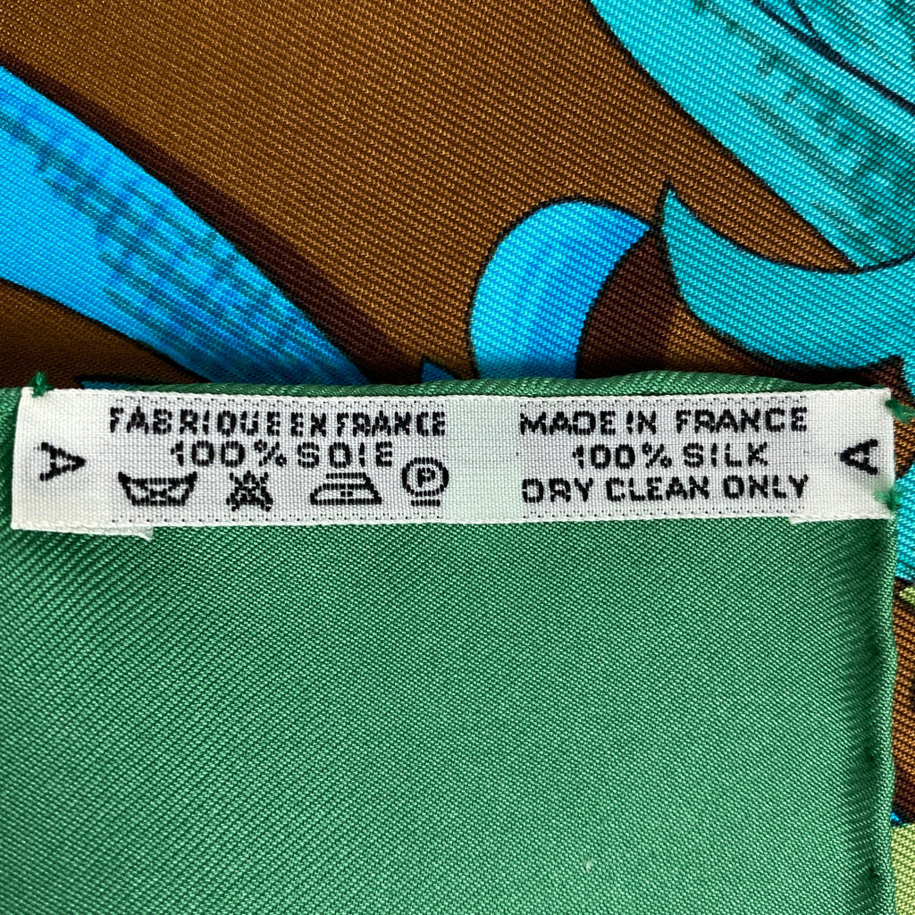 エルメス カレ 90 LE MORS A LA CONETABLE 轡の気品 クツワ 馬具 スカーフ シルク グリーン ブラウン マルチカラー レディース 【中古】brbag