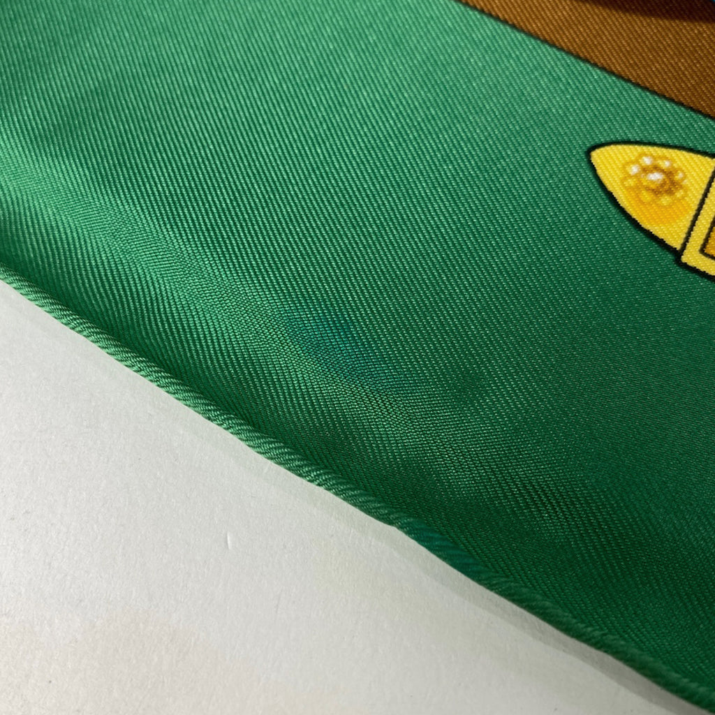 エルメス カレ 90 LE MORS A LA CONETABLE 轡の気品 クツワ 馬具 スカーフ シルク グリーン ブラウン マルチカラー レディース 【中古】brbag