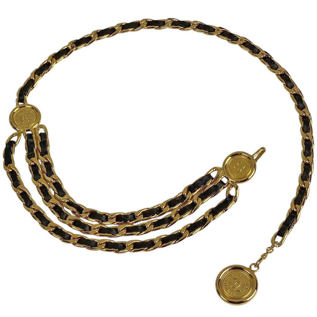 シャネル ココマーク チェーン ベルト 3連 コイン ベルト GP ゴールド レディース 【中古】brbag