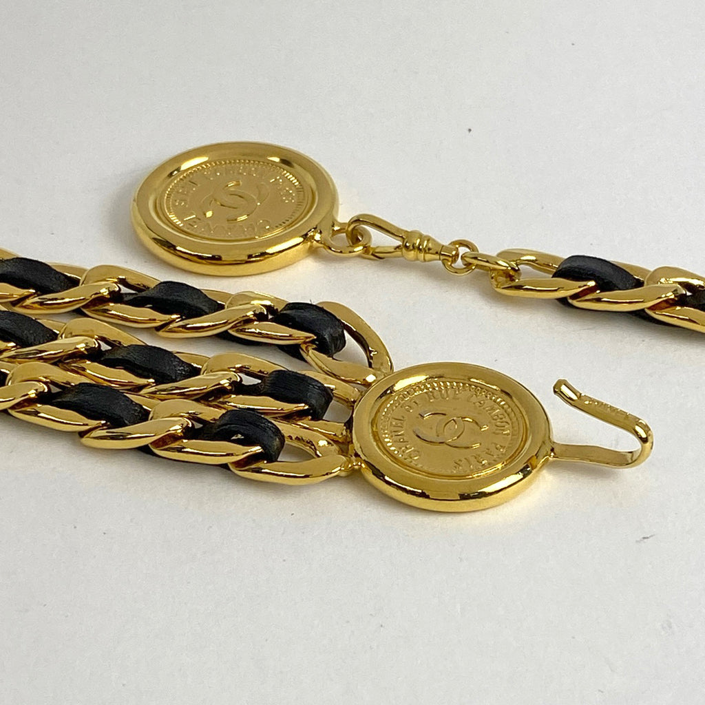 シャネル ココマーク チェーン ベルト 3連 コイン ベルト GP ゴールド レディース 【中古】brbag