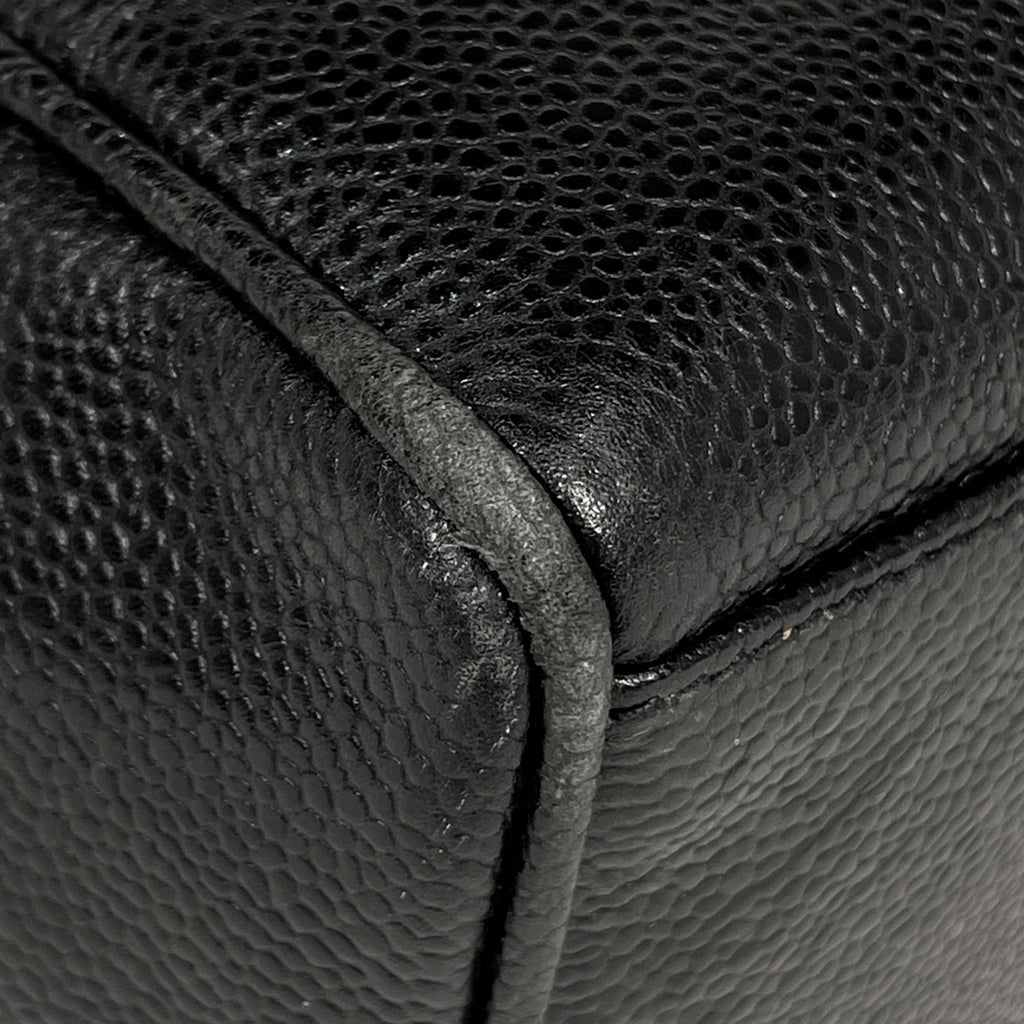 シャネル ロゴ チェーン トートバッグ 肩掛け ショルダーバッグ トートバッグ キャビアスキン ブラック レディース 【中古】brbag