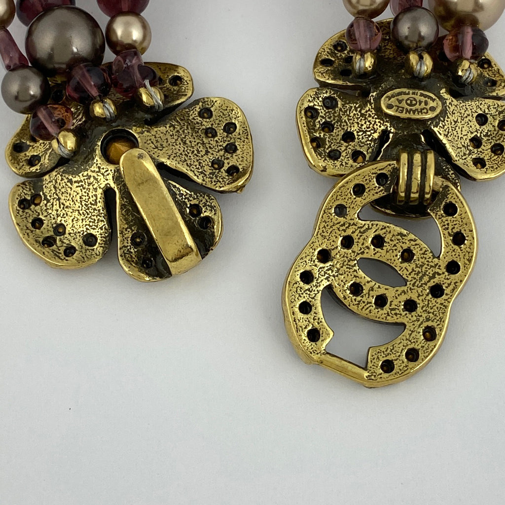 シャネル ココマーク ラインストーン ブレスレット 腕輪 カメリア ブレスレット GP ゴールド レディース 【中古】bracc