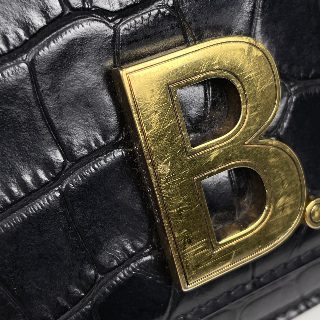バレンシアガ ビードット チェーン ショルダーバッグ ロゴ B. ショルダーバッグ レザー ブラック 593615 レディース 【中古】brbag