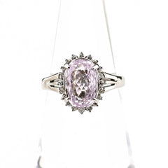 クンツァイト デザインリング プラチナ 指輪 メレダイヤ リング 12.5号 Pt900 クンツァイト ダイヤモンド レディース ノンブランドジュエリー 【中古】nbjwl