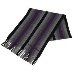 ルイ・ヴィトン ロゴ ストライプ柄 マフラー フリンジ マフラー カシミヤ ウール グレー パープル ブラック レディース ブランドバッグ・小物 【中古】brbag