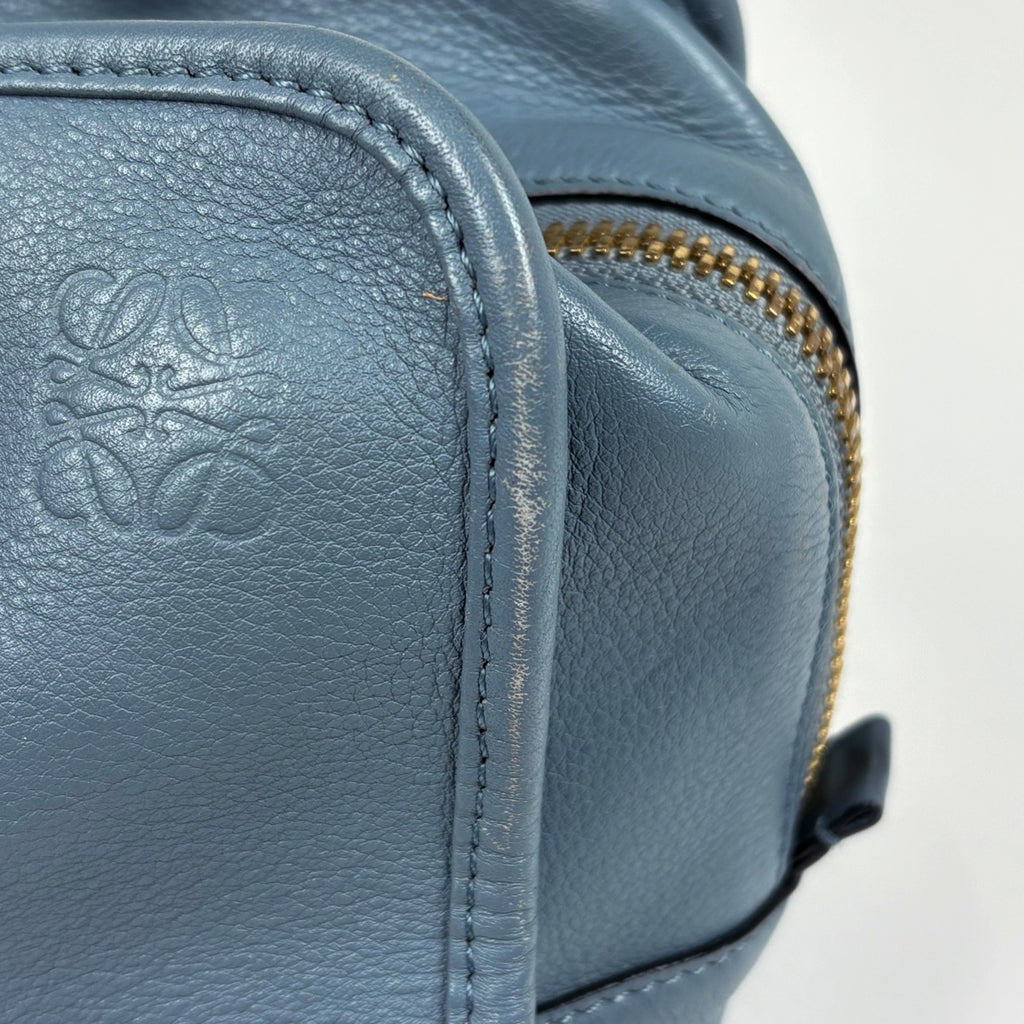 ロエベ アマソナ28 アナグラム ハンドバッグ レザー ライトブルー レディース 中古 brbag