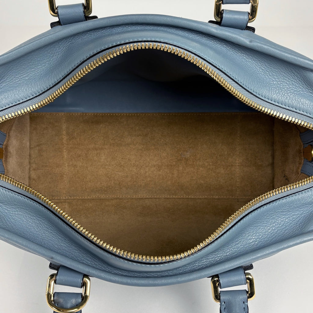 ロエベ アマソナ28 アナグラム ハンドバッグ レザー ライトブルー レディース 中古 brbag