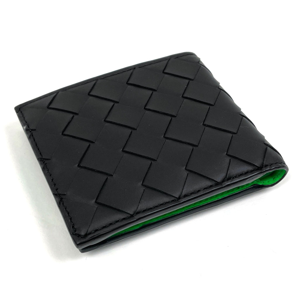 ボッテガヴェネタ イントレチャート 二つ折り財布 札入れ 小銭入れ 二つ折り財布 レザー ブラック 605722 レディース 【中古】brbag