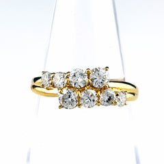 メレダイヤ デザインリング YG イエローゴールド 指輪 リング 13.5号 K18 ダイヤモンド レディース ノンブランドジュエリー 【中古】nbjwl