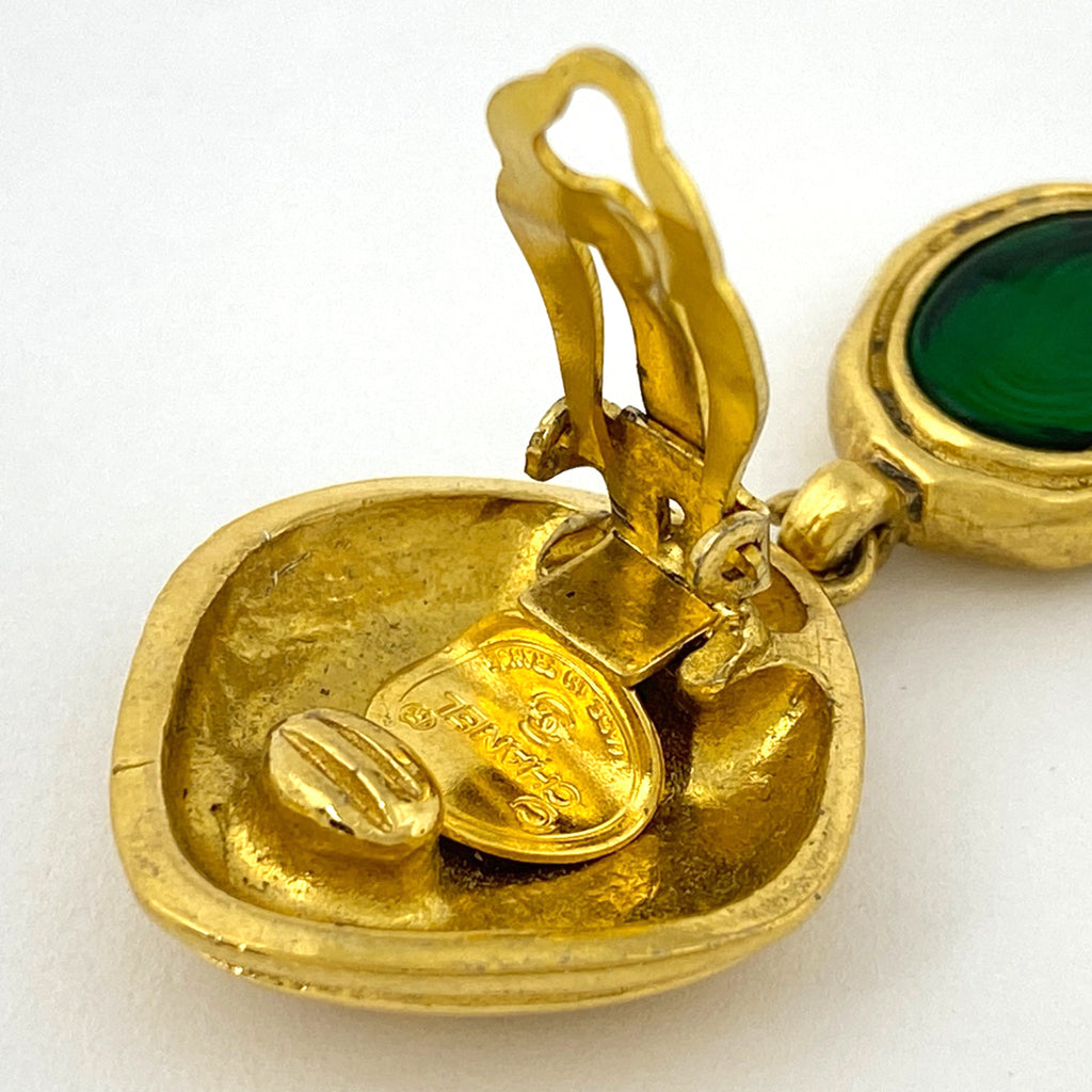 シャネル ココシャネル カラーストーン イヤリング スイング イヤリング GP ゴールド グリーン レディース 【中古】bracc