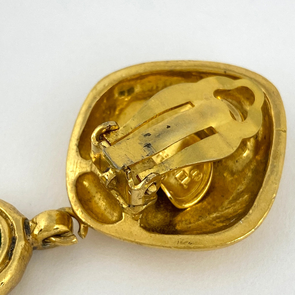 シャネル ココシャネル カラーストーン イヤリング スイング イヤリング GP ゴールド グリーン レディース 【中古】bracc