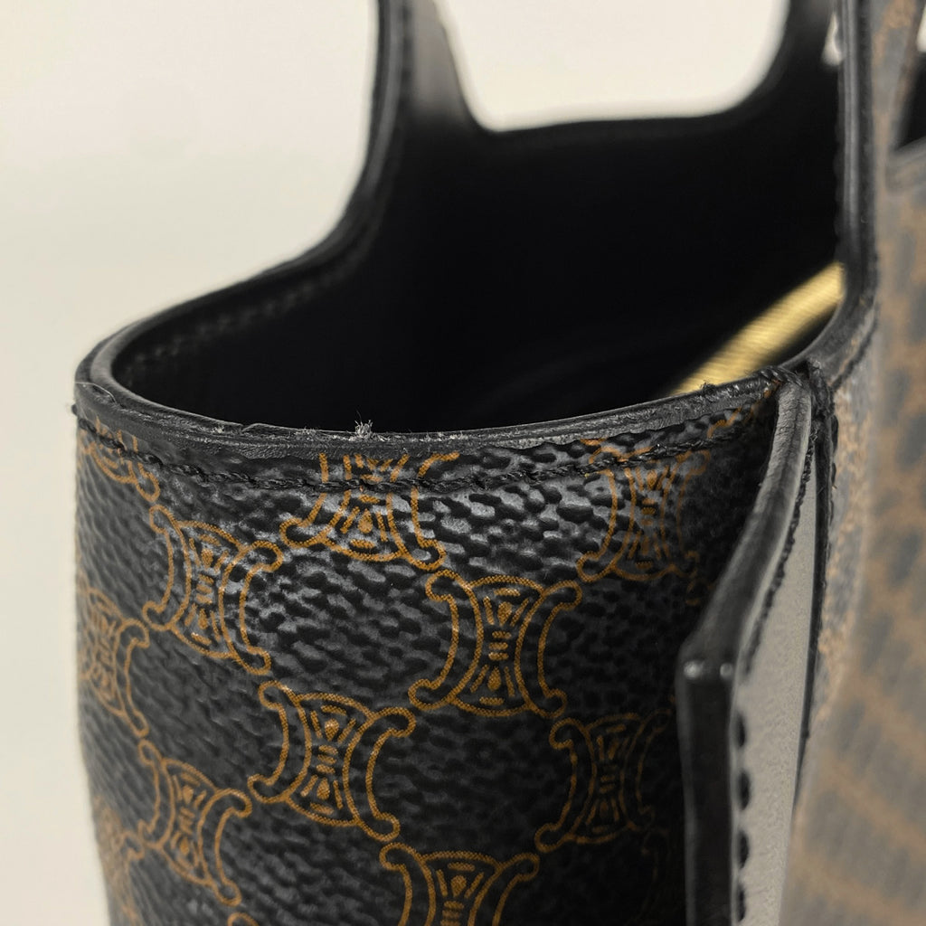 セリーヌ マカダム柄 ハンドバッグ トートバッグ ハンドバッグ コーティングキャンバス ブラック レディース 【中古】brbag