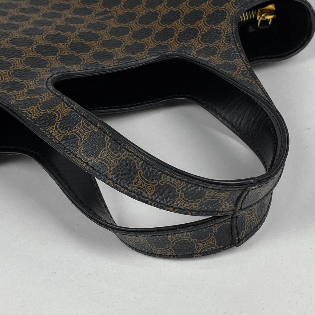 セリーヌ マカダム柄 ハンドバッグ トートバッグ ハンドバッグ コーティングキャンバス ブラック レディース 【中古】brbag