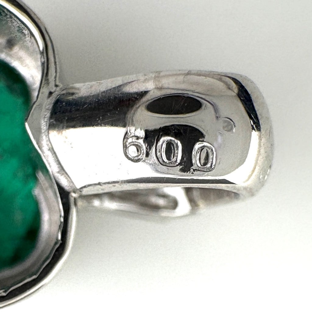 エメラルド デザインペンダントトップ プラチナ メレダイヤ ハートモチーフ ペンダントトップ Pt900 エメラルド ダイヤモンド レディース ノンブランドジュエリー 【中古】nbjwl