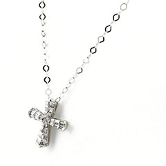 クロスモチーフ ネックレス WG ホワイトゴールド ペンダント メレダイヤ 十字架 ネックレス K18 WG ダイヤモンド レディース ノンブランドジュエリー 【中古】nbjwl