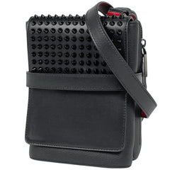 クリスチャンルブタン ロゴ ショルダーバッグ ベンチリポーター スパイク スタッズ ショルダーバッグ レザー ブラック レディース 【中古】brbag