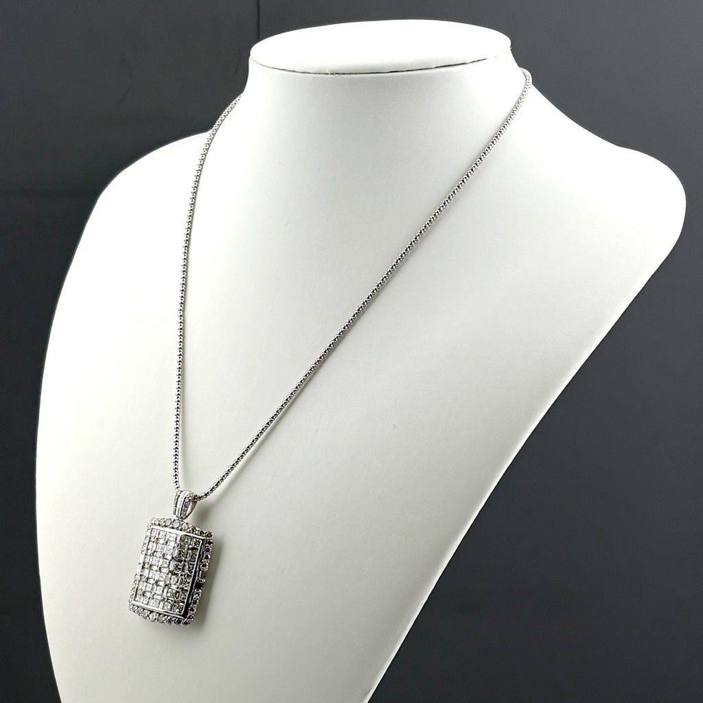 メレダイヤ デザインネックレス WG ホワイトゴールド ペンダント ネックレス K18 WG ダイヤモンド レディース ノンブランドジュエリー 【中古】nbjwl