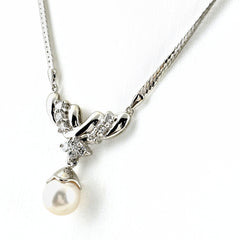 パール デザインネックレス ネックレス Pt850 パール ダイヤモンド レディース ノンブランドジュエリー 【中古】nbjwl
