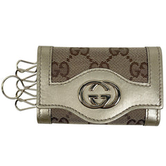 グッチ インターロッキングG 6連 キーケース キーリング 鍵 キーケース GGキャンバス レザー ゴールド ベージュ 282432 レディース ブランドバッグ・小物 【中古】brbag