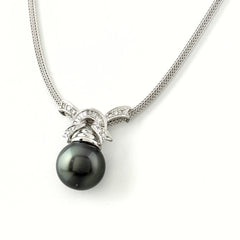 パール デザインネックレス ペンダント メレダイヤ 750 真珠 ネックレス K18 パール ダイヤモンド レディース ノンブランドジュエリー 【中古】nbjwl