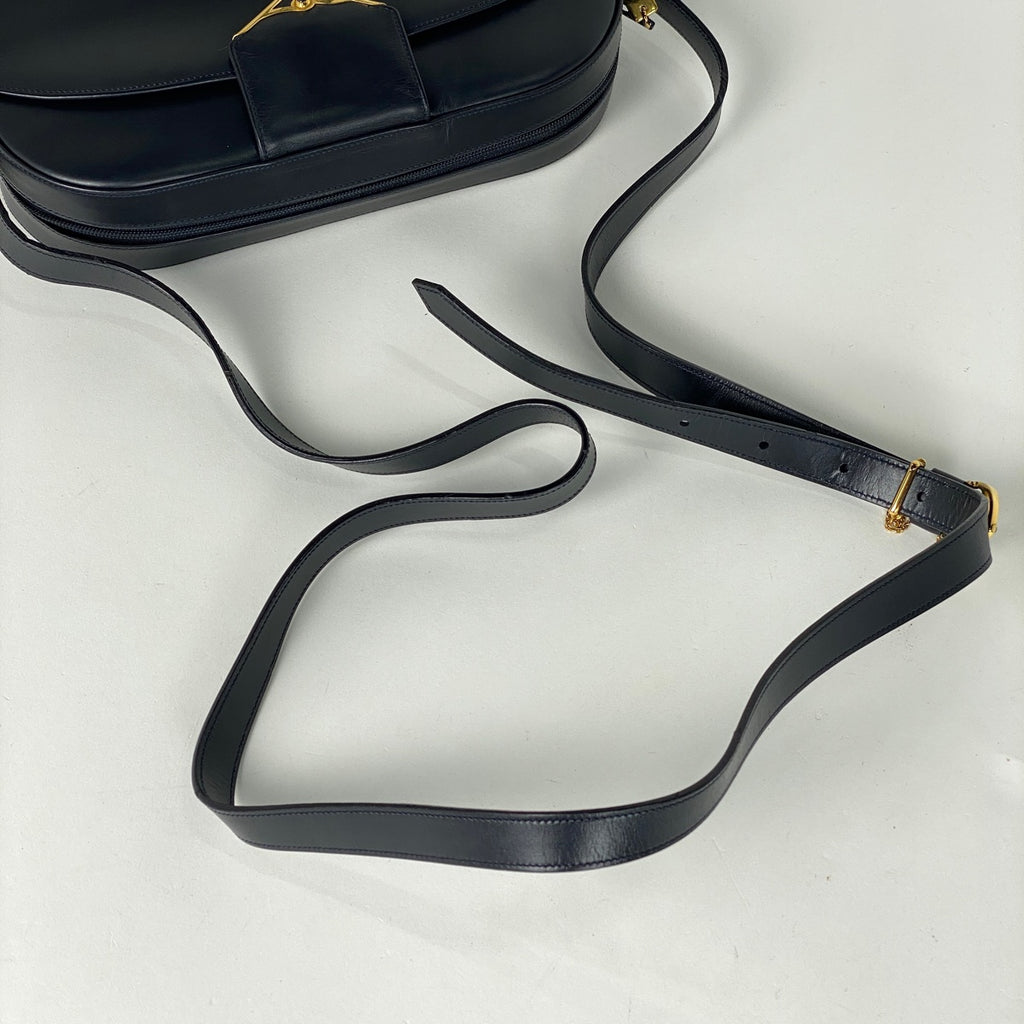 カルティエ サファイアライン ショルダーバッグ レザー ネイビー レディース 【中古】brbag