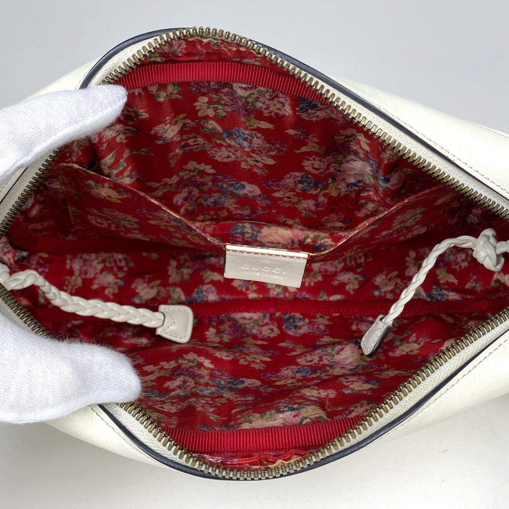 グッチ GGマーモント ショルダーバッグ キルティング ダブルG ウェブ シェリーライン ショルダーバッグ レザー ホワイト 541051 レディース 【中古】brbag