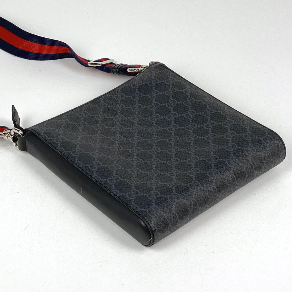 グッチ スモール メッセンジャーバッグ GG柄 シェリーライン ウェブ ショルダーバッグ GGスプリーム ブラック 523599 レディース 【中古】brbag