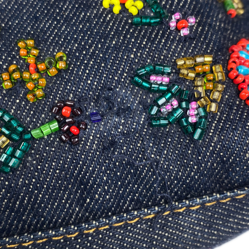 フェンディ ズッカロゴ マンマバケット ビーズ 刺繍 ワンショルダー ショルダーバッグ デニム ブルー 26424 レディース 【中古】brbag