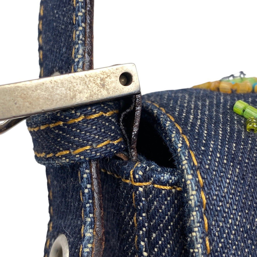 フェンディ ズッカロゴ マンマバケット ビーズ 刺繍 ワンショルダー ショルダーバッグ デニム ブルー 26424 レディース 【中古】brbag