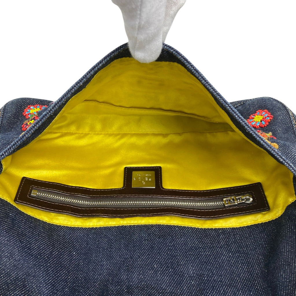 フェンディ ズッカロゴ マンマバケット ビーズ 刺繍 ワンショルダー ショルダーバッグ デニム ブルー 26424 レディース 【中古】brbag