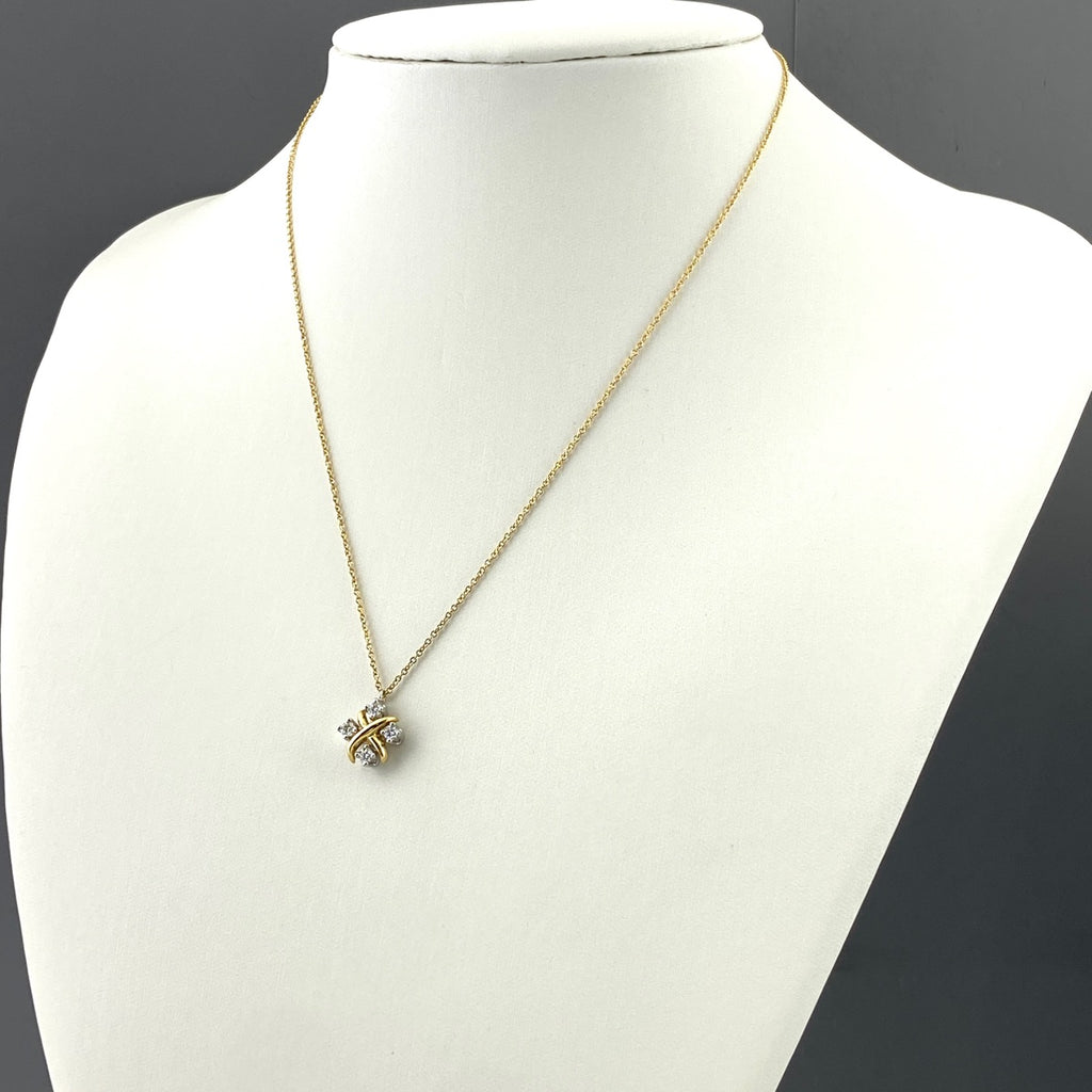 ティファニー ジャンシャランバージェ ネックレス プラチナ YG イエローゴールド ペンダント ネックレス 750 Pt900 ダイヤモンド レディース 【中古】brjwl