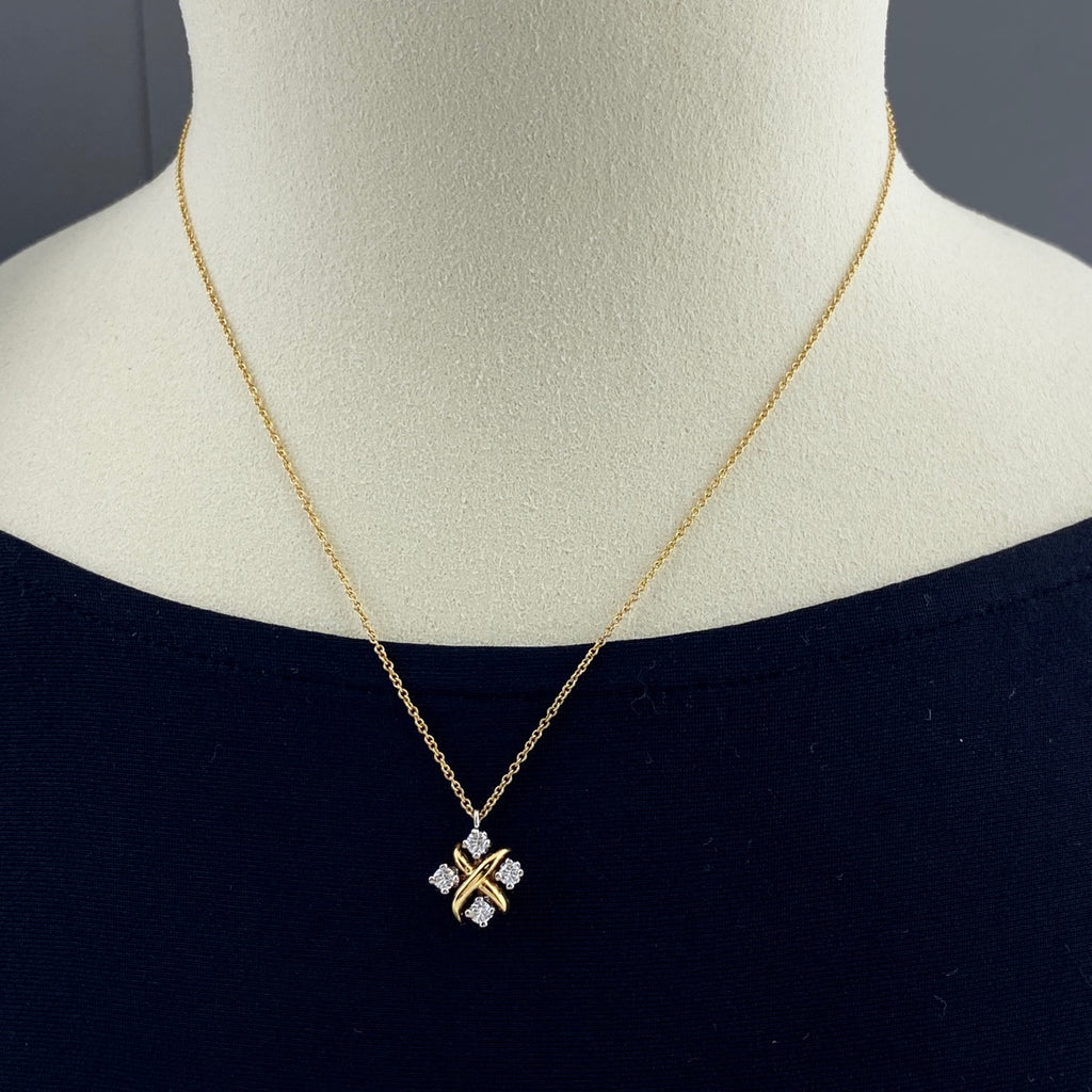 ティファニー ジャンシャランバージェ ネックレス プラチナ YG イエローゴールド ペンダント ネックレス 750 Pt900 ダイヤモンド レディース 【中古】brjwl