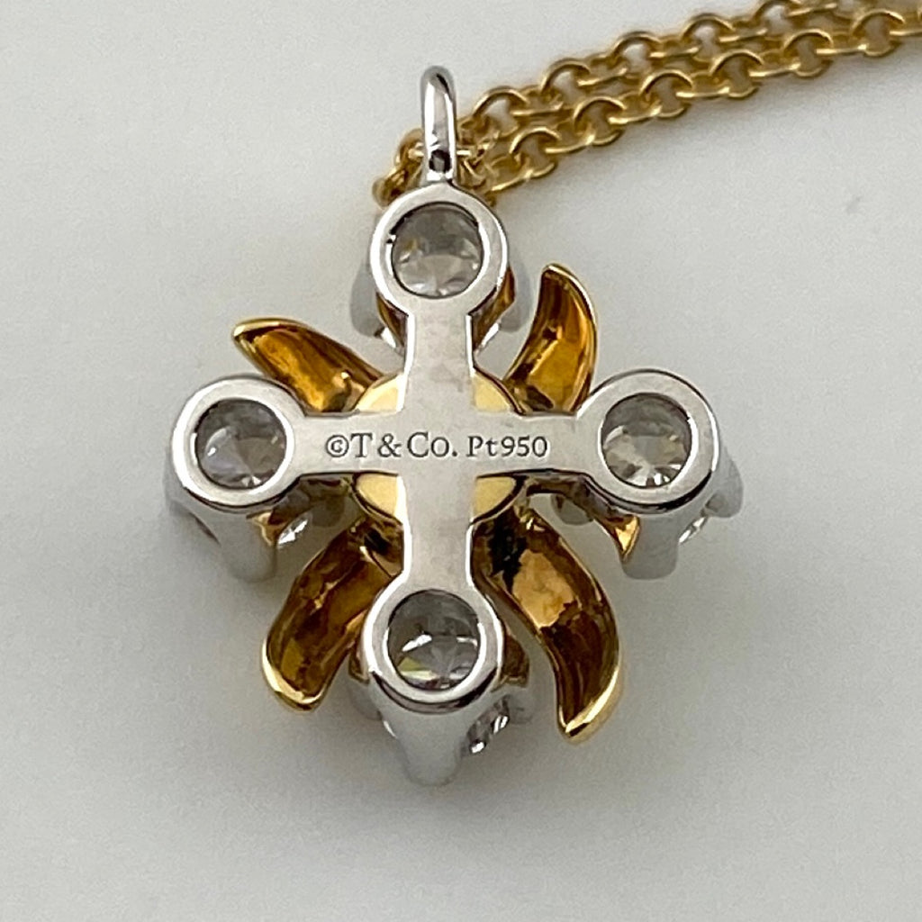 ティファニー ジャンシャランバージェ ネックレス プラチナ YG イエローゴールド ペンダント ネックレス 750 Pt900 ダイヤモンド レディース 【中古】brjwl