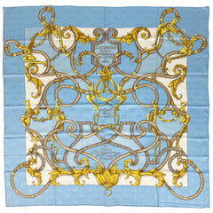 エルメス カレ 90 L’INSTRVCTION DV ROY 帝王学 スカーフ スカーフ シルク ライトブルー マルチカラー レディース 【中古】brbag