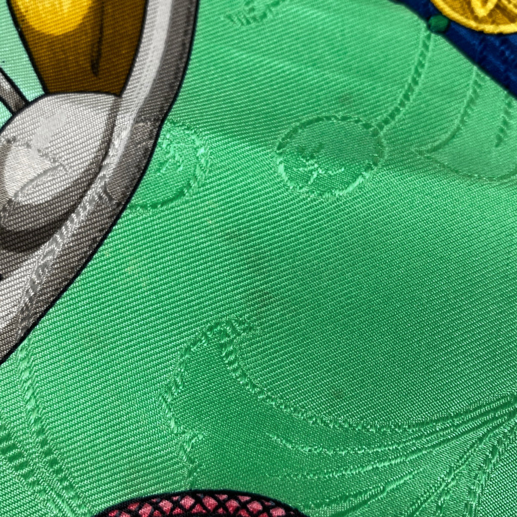 エルメス カレ 90 DAIMYO PRINCES DU SOLEIL LEVANT 大名 日出る国の皇子 家紋 スカーフ シルク グリーン マルチカラー レディース 【中古】brbag