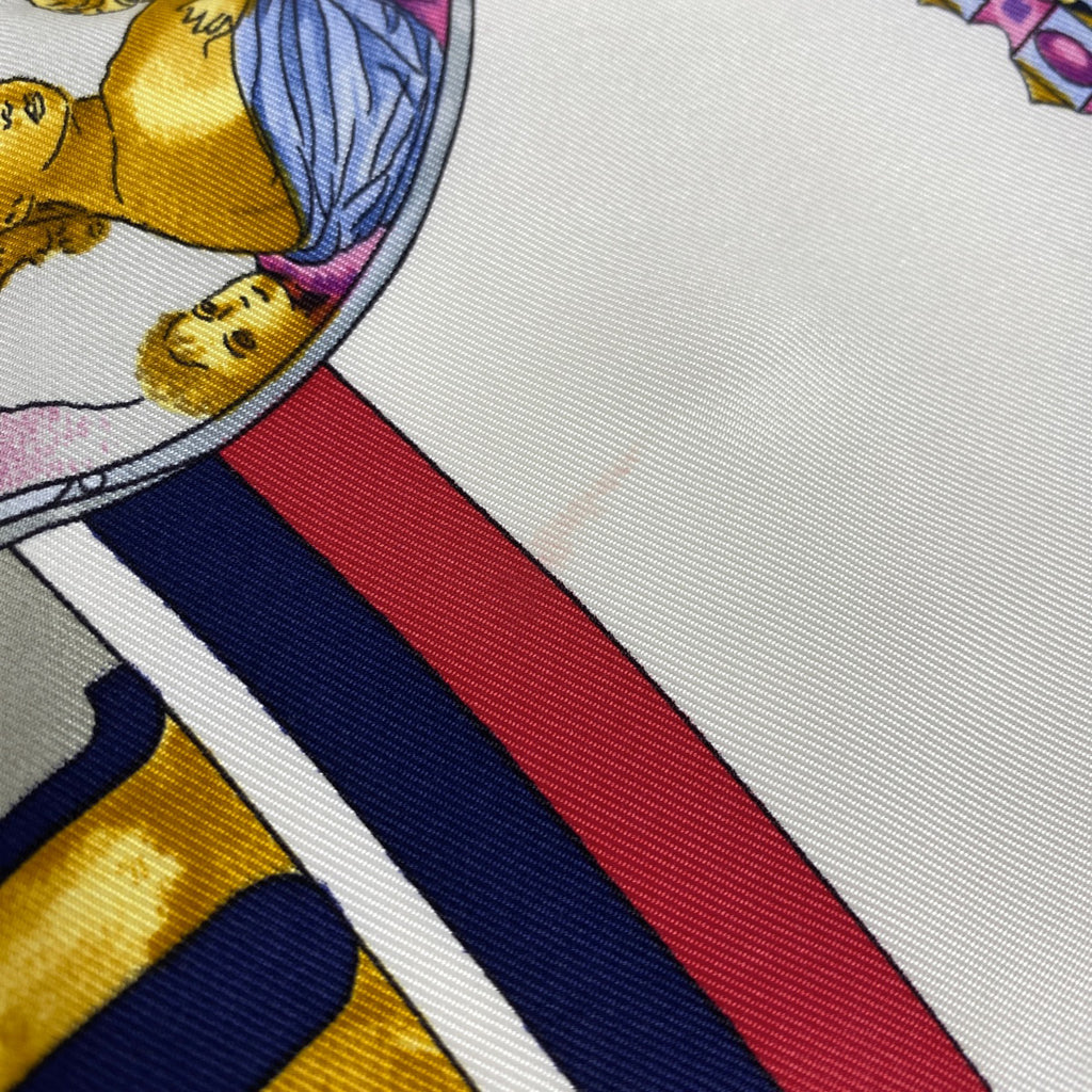 エルメス カレ90 parmi les fleurs je compte les heures 花の中で過ごす時間 スカーフ シルク ネイビー マルチカラー レディース 【中古】brbag