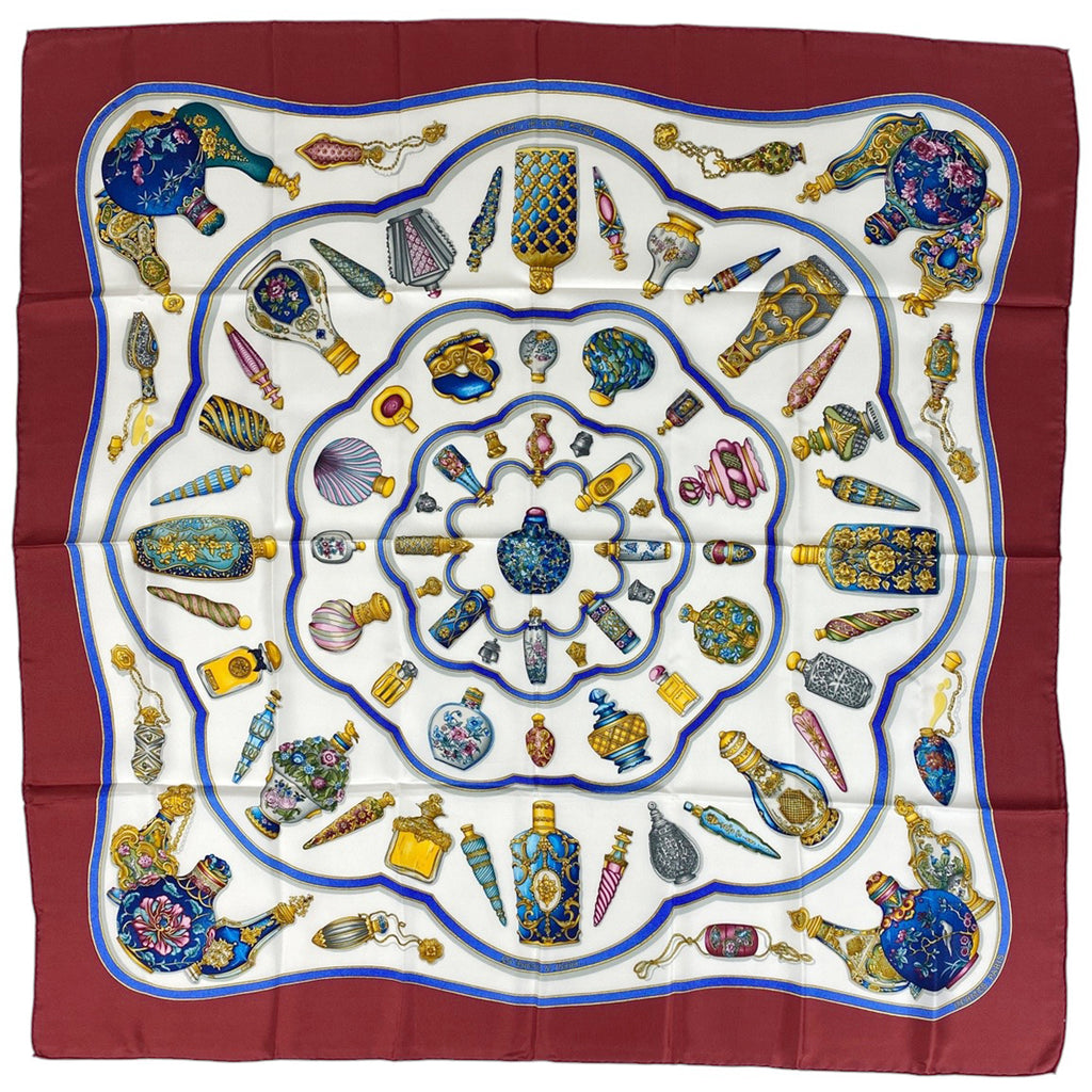 エルメス カレ 90 Qu importe le flacon 香水瓶 Pourvu qu’on ait l’ivresse スカーフ シルク レッド マルチカラー レディース 【中古】brbag