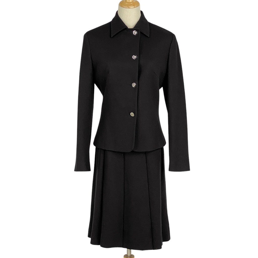 サルヴァトーレフェラガモ ガンチーニボタン セットアップスーツ Aライン セットアップ スカートスーツ ウール レーヨン ブラック レディース 【中古】brapp