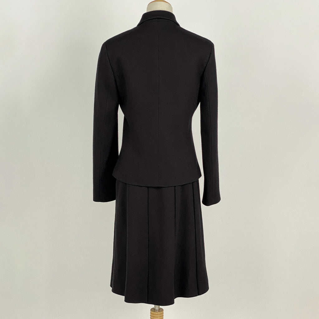 サルヴァトーレフェラガモ ガンチーニボタン セットアップスーツ Aライン セットアップ スカートスーツ ウール レーヨン ブラック レディース 【中古】brapp